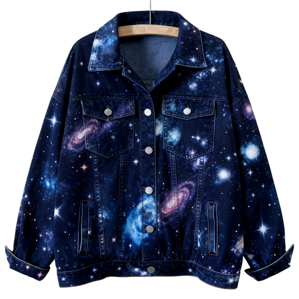 Galaxy Print Denim Jacket