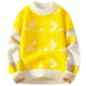 Yellow Geometric Print Crew Neck Knit Sweater