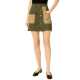 Olive & Beige Color-Block Utility Mini Skirt