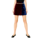 Burgundy & Navy Color-Block Velvet Mini Skirt