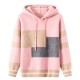 Pink Color-Block Hooded Knit Sweater