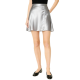 Silver Satin Flared Mini Skirt