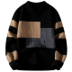 Black V-Neck Color-Block Knit Sweater